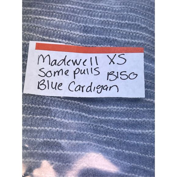 Madewell Cardigan Sweater Women XS Blue‎ White Stripes Open Long Sleeve Pockets - Picture 11 of 11